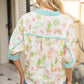 Contrast Button Down Floral Embroidered Top