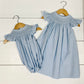 Catherine Pearl Smocked Dress Blue