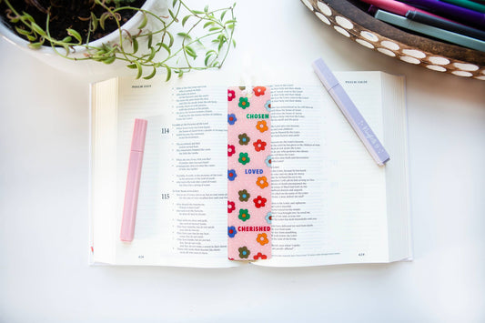 Chosen. Loved. Cherished Dots + Daisies Acrylic Bookmark