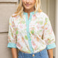 Contrast Button Down Floral Embroidered Top