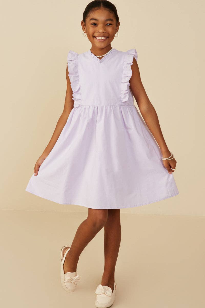 Girls Lavender Poplin Dress