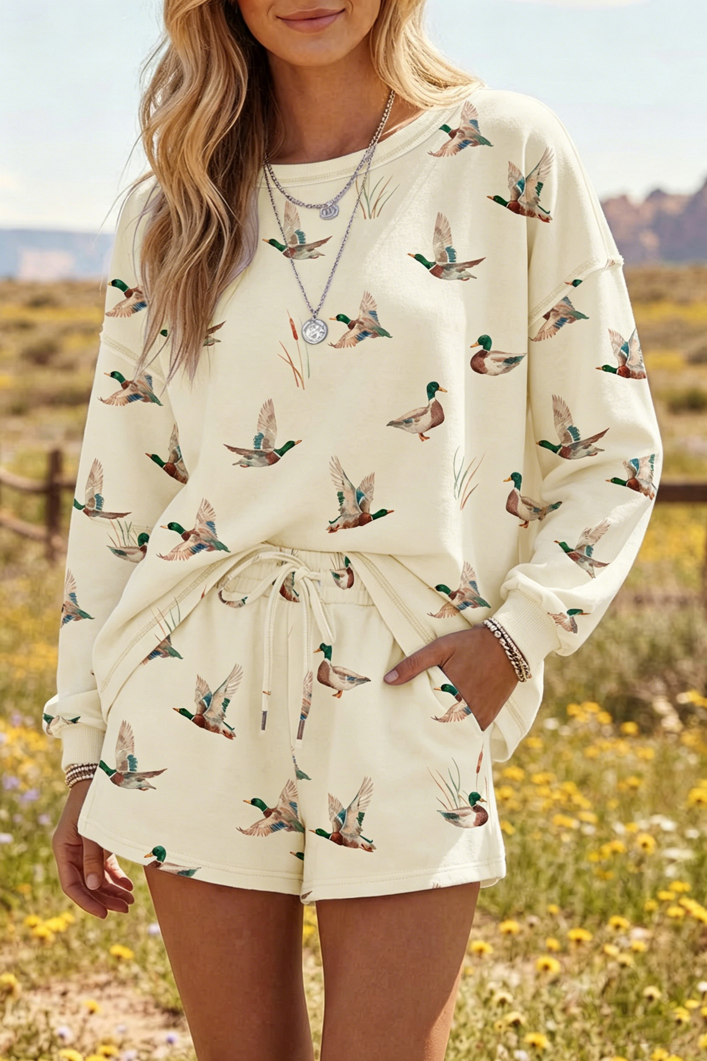 Mallard Duck Print Short Sleeve Set