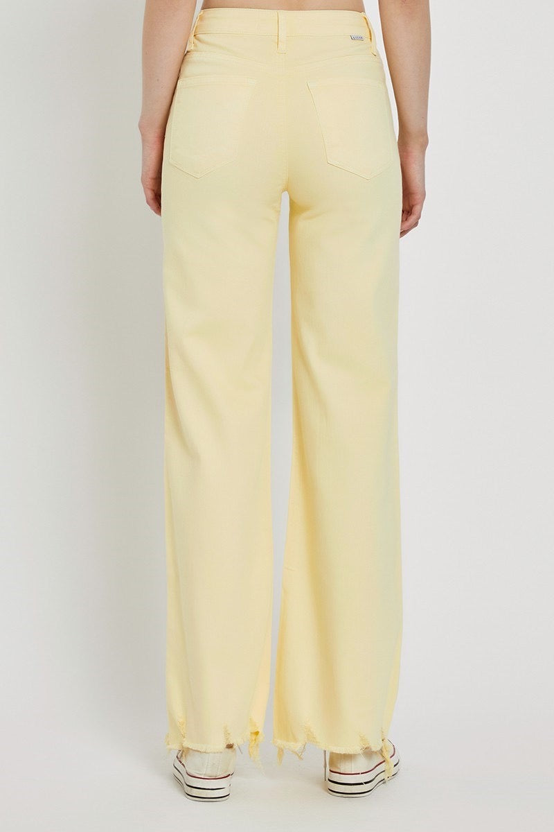 Pale Yellow RISEN WIDE LEG JEANS