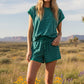 Green Striped Top and Shorts Set