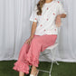 Gingham Ruffled  Cropped Pants