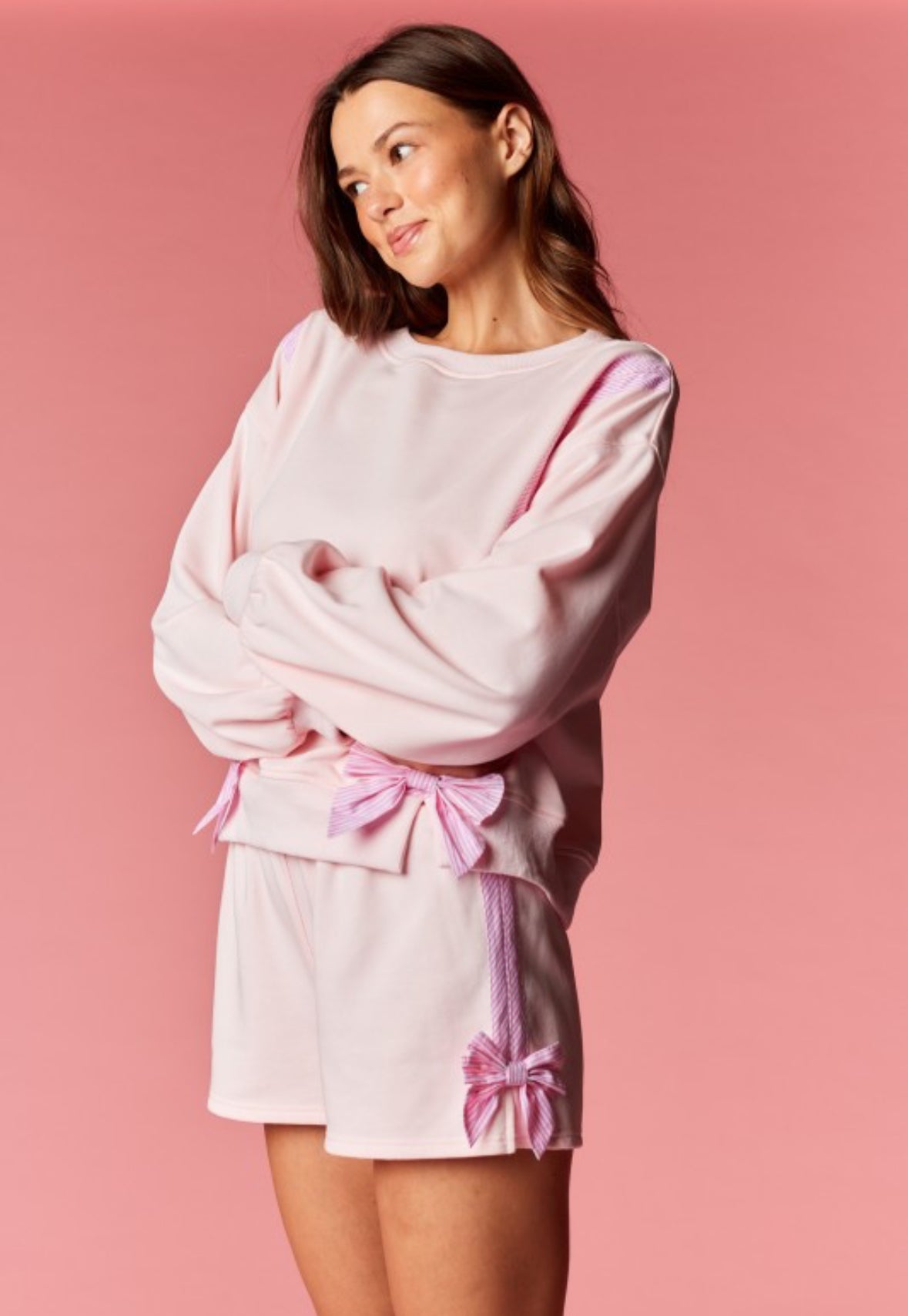 Bow Happy Pink Shorts Set