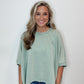 High Quality Mineral Wash Short Sleeve Top