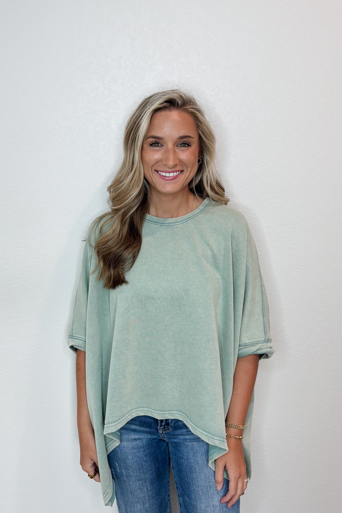 High Quality Mineral Wash Short Sleeve Top