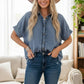 Frayed Trim Denim Button Top