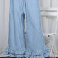 Gingham Ruffled  Cropped Pants