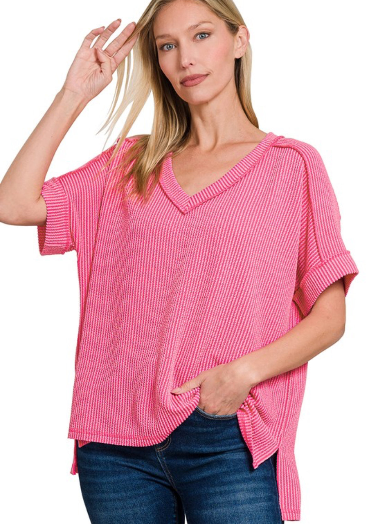 Ribbed V-Neck Tee