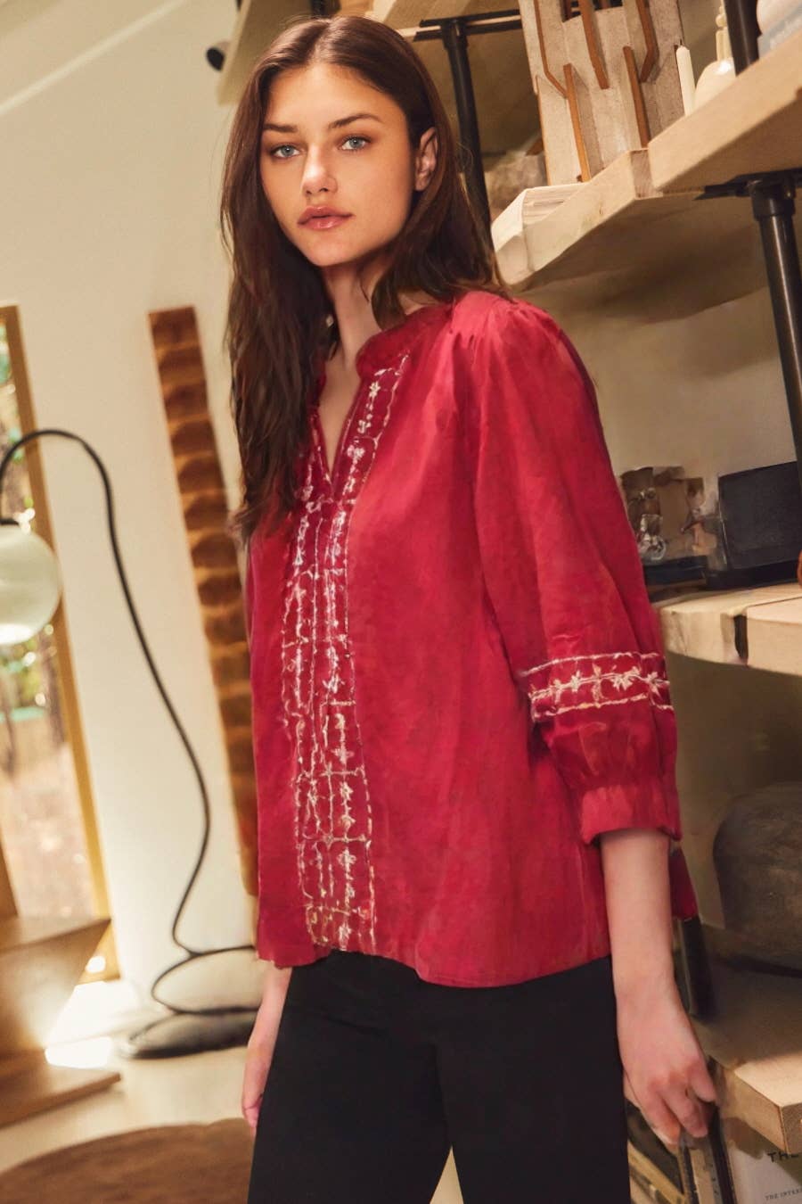 Crinkled Solid Blouse