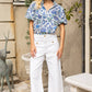 Blue Floral Print Top