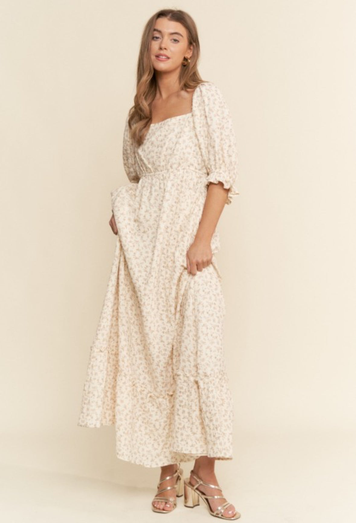 Neutral Floral Dress