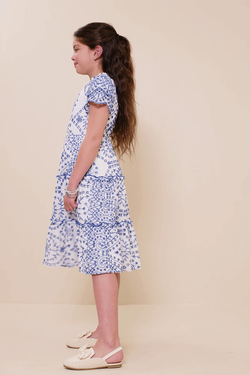 Girls Blue Floral Midi Dress