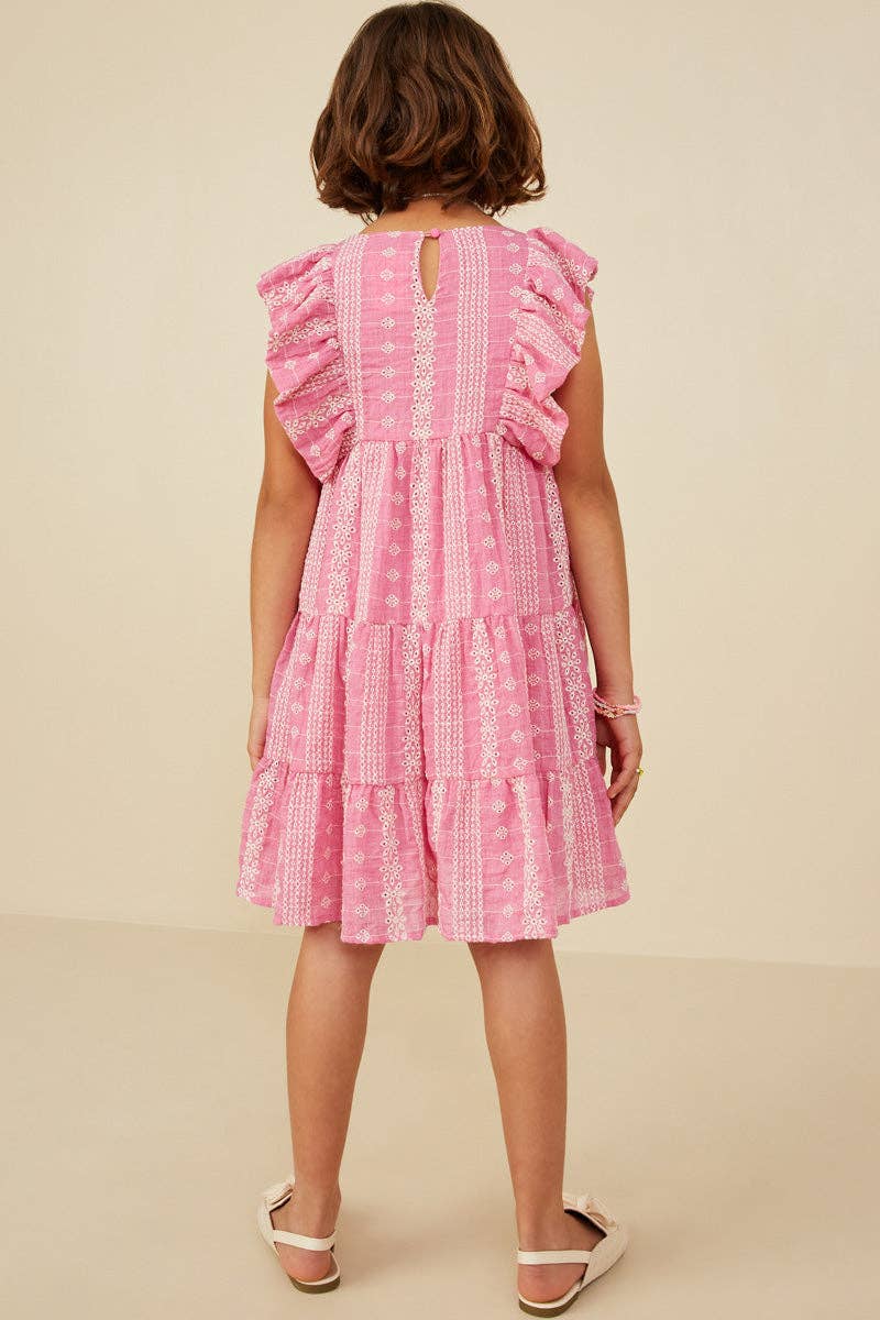 Girls Blue Embroidered Lace Dress