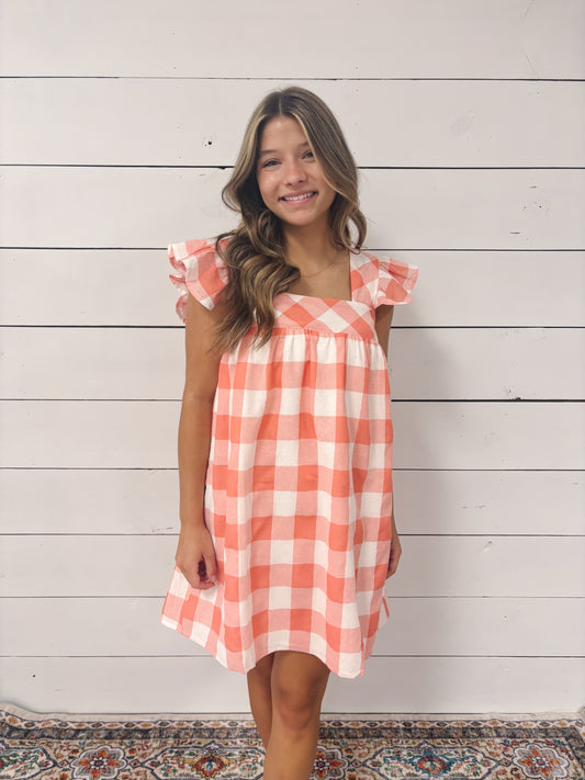 Just Peachy Gingham Dress