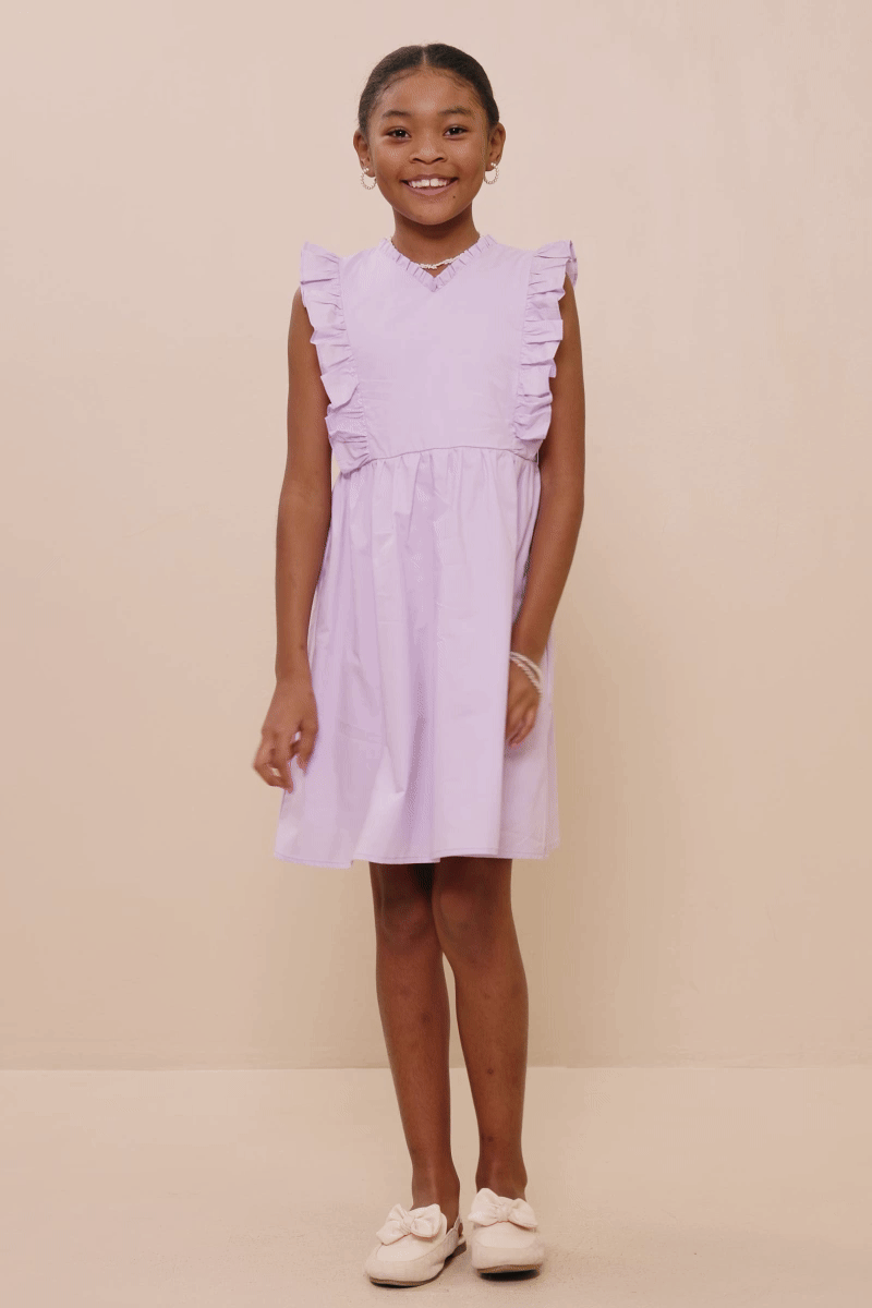 Girls Lavender Poplin Dress