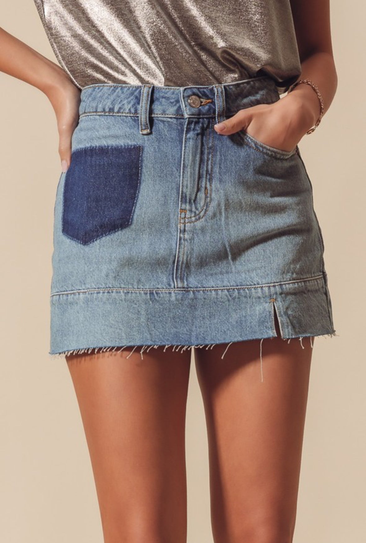 Washed Denim Mini Skirt