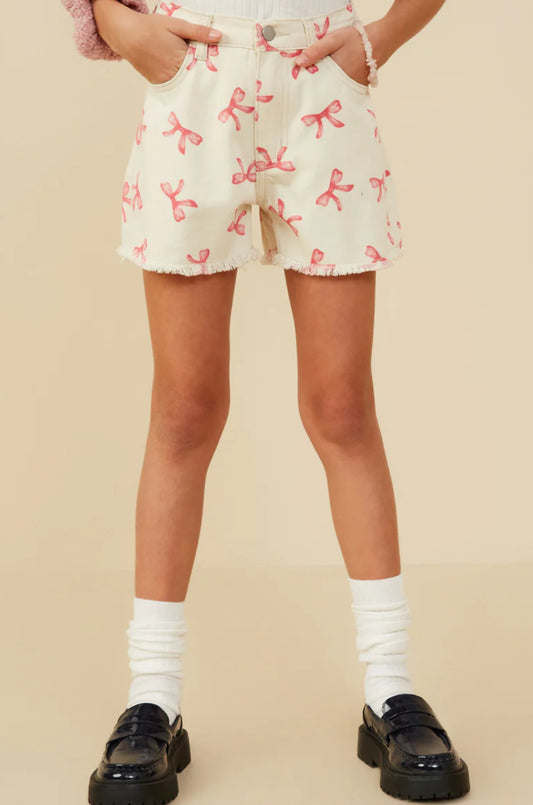 Hayden Girl White Bow Shorts