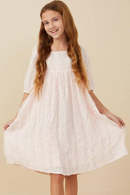 Girls Pink Ruffled Mesh Dress