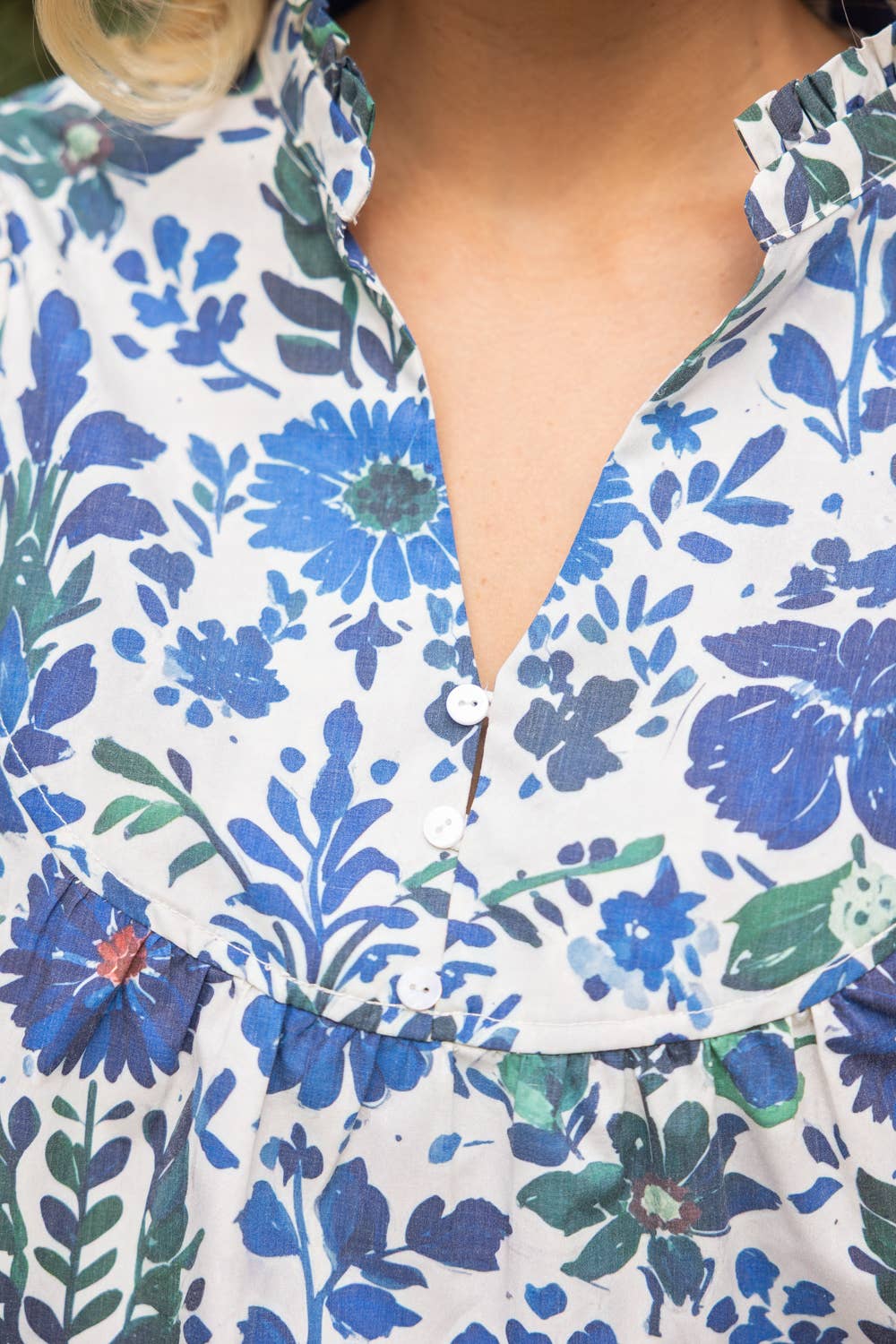 Blue Floral Print Top