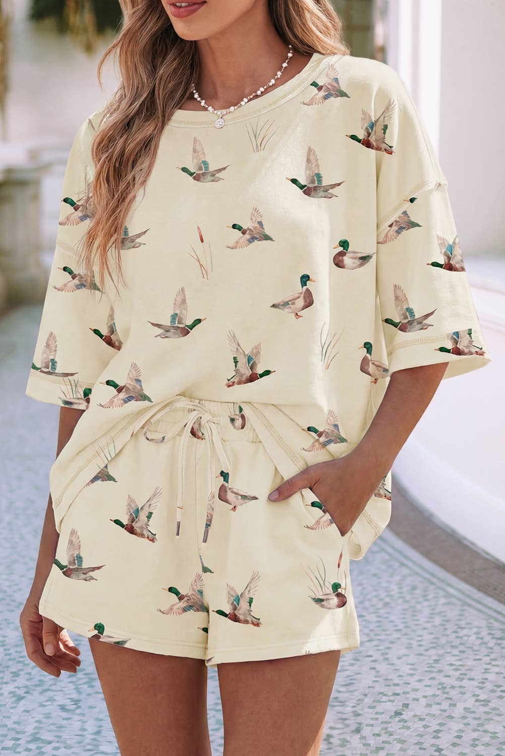 Mallard Duck Print Short Sleeve Set