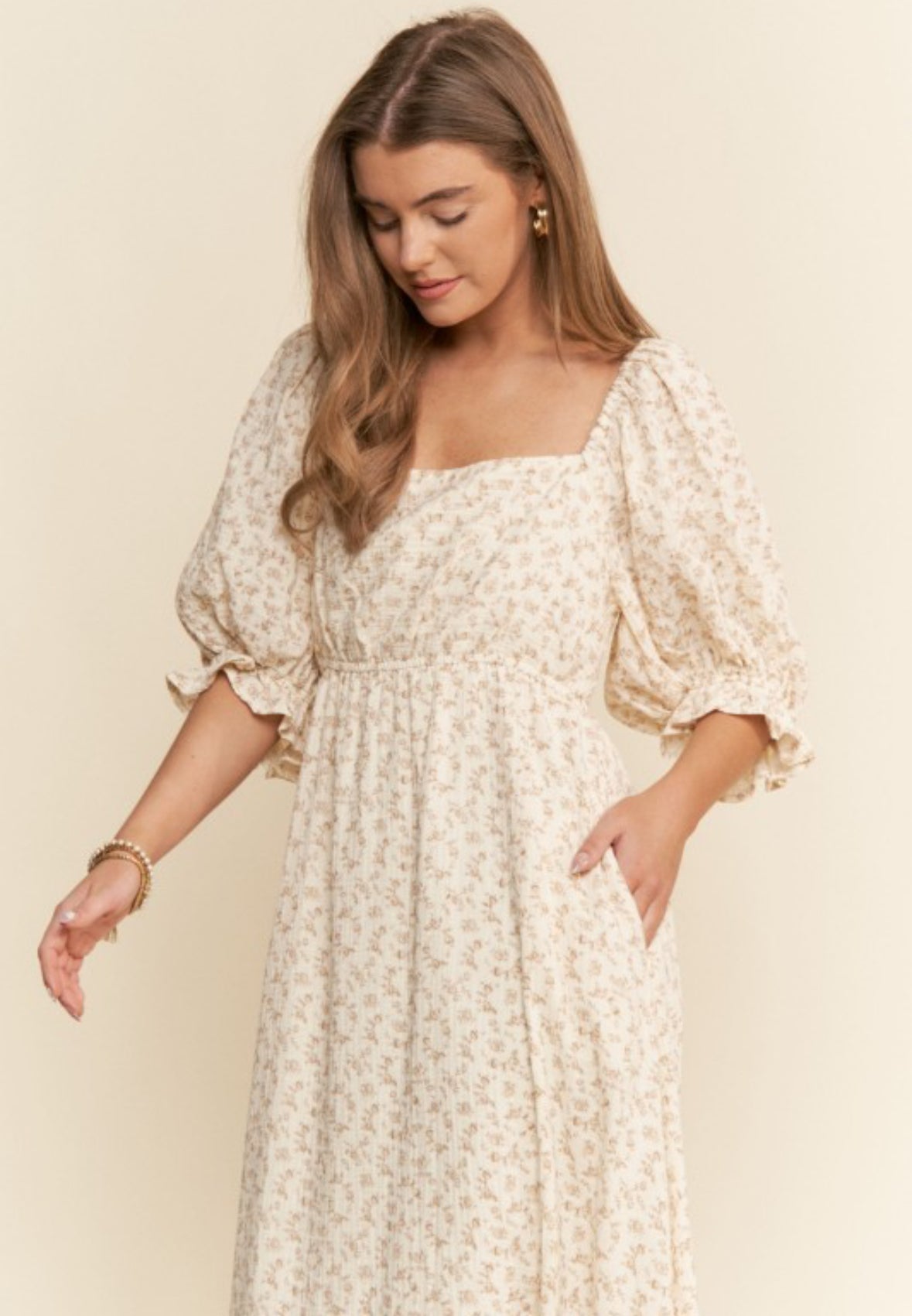 Neutral Floral Dress