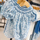 Sweet Dreams Blue Floral Smocked Bubble