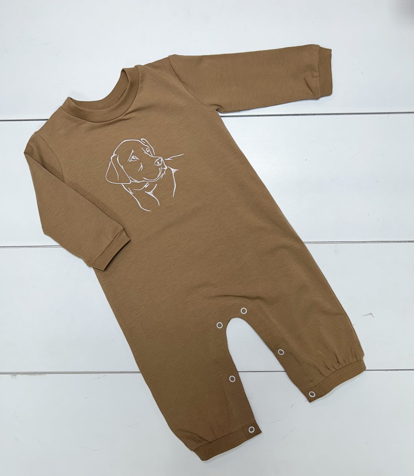 Three Sisters Lab Embroidery Boys Romper