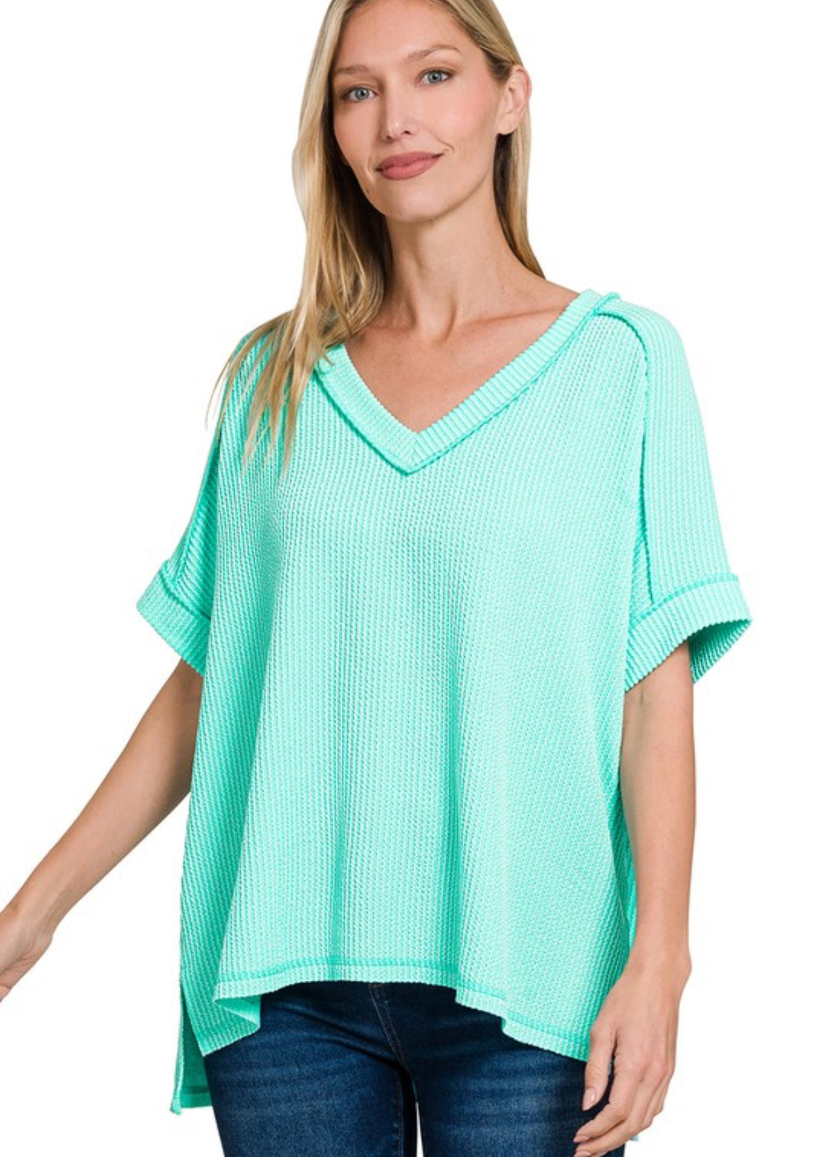 Ribbed V-Neck Tee