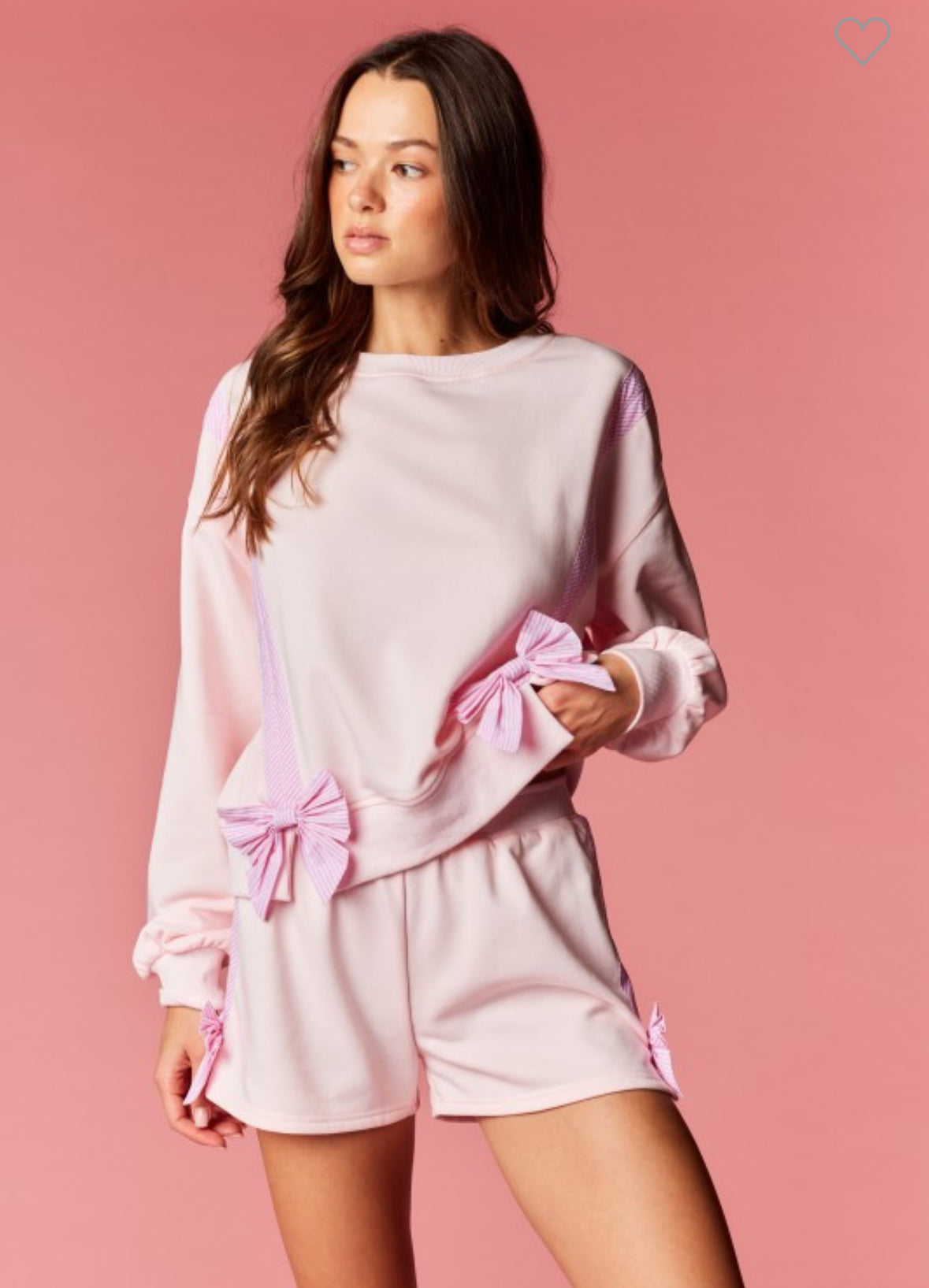 Bow Happy Pink Shorts Set