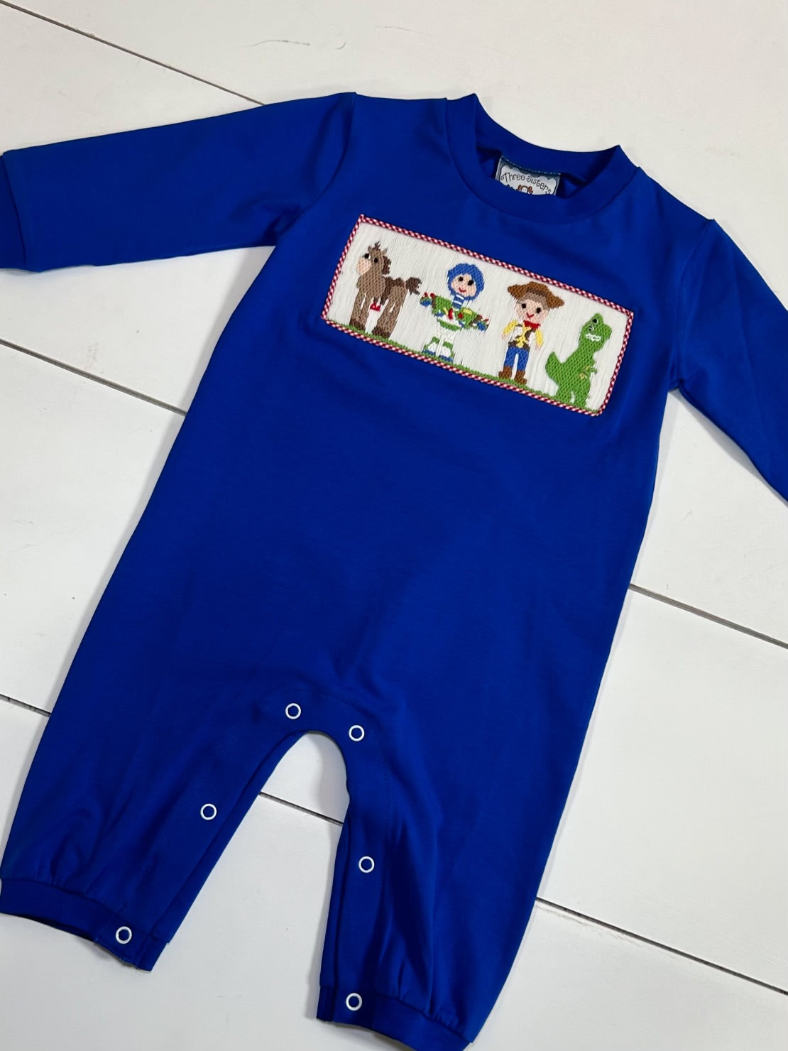 Three Sisters Toy Time Smocked Boys Romper