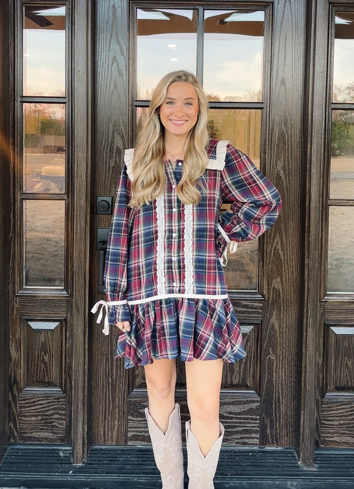Plaid Trim Dress