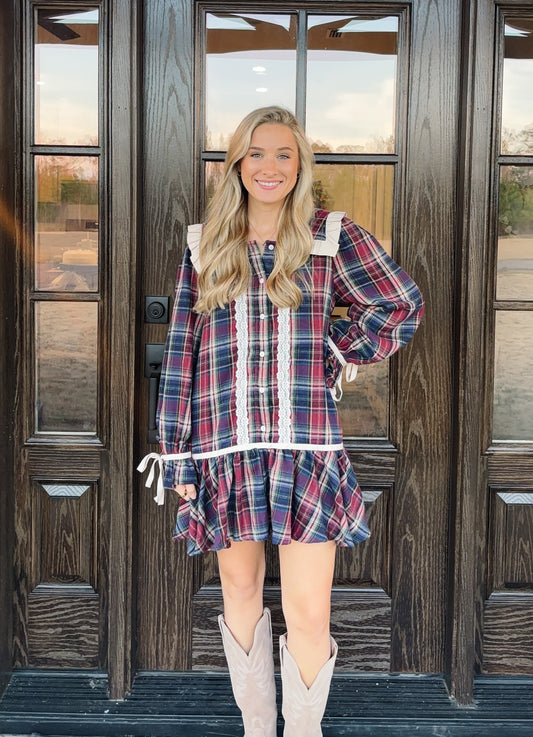 Plaid Trim Dress