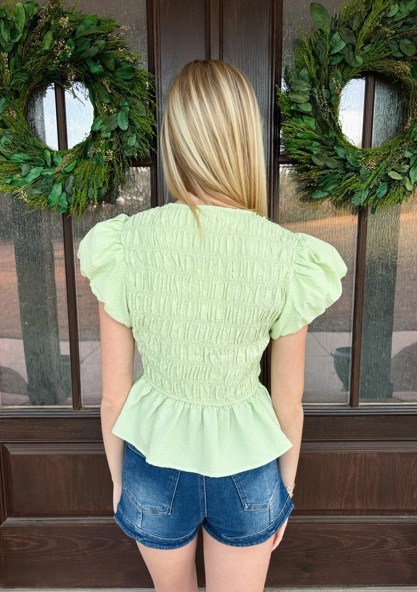 Smocked Lime Blouse