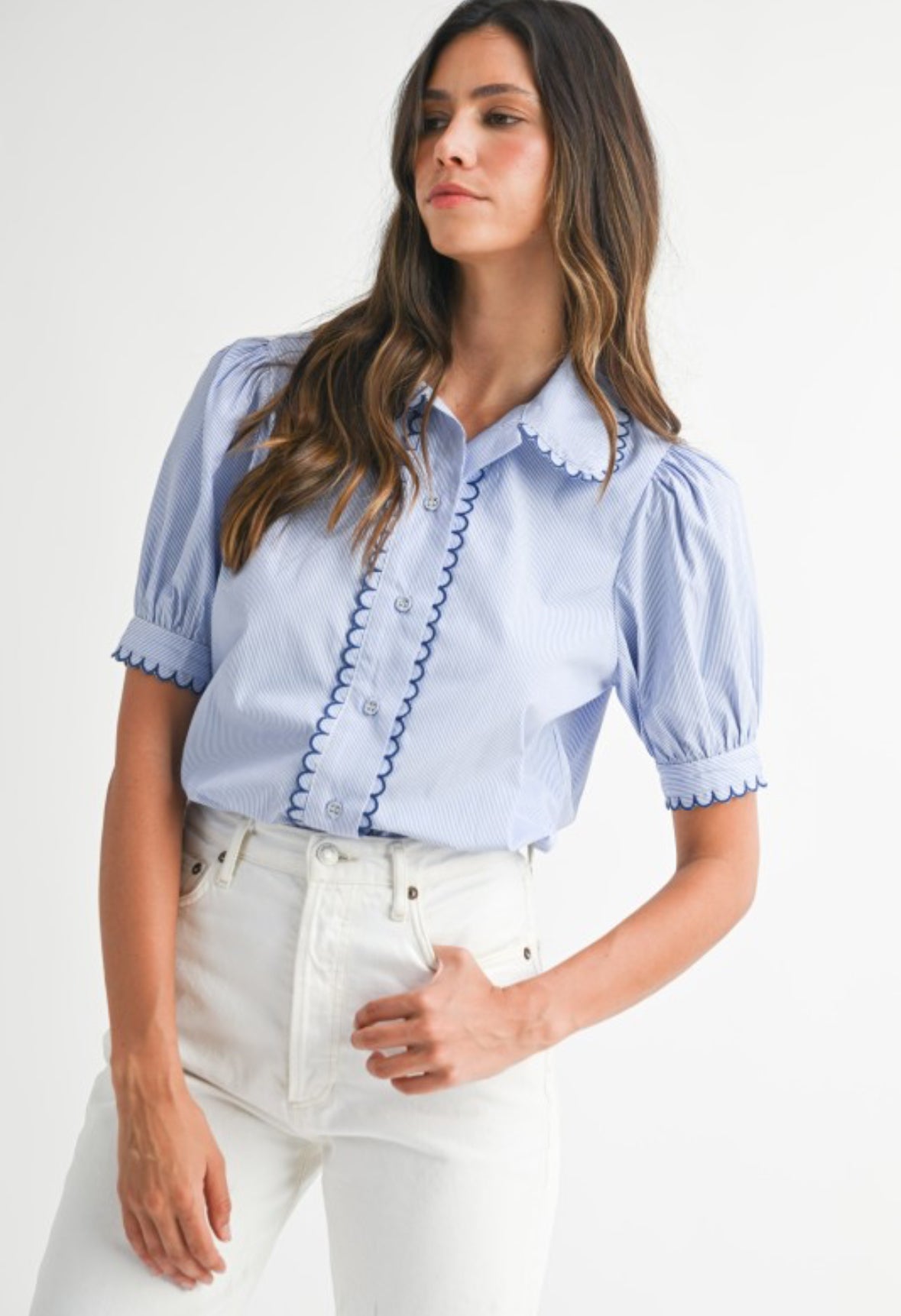 Striped Scalloped Top