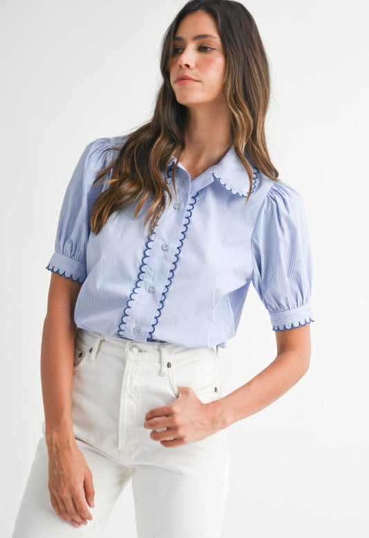 Striped Scalloped Top