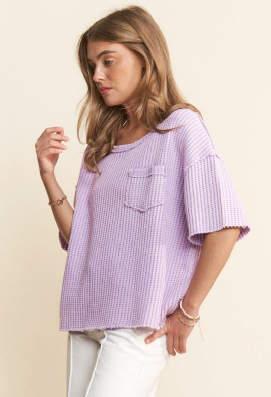 Lilac Waffle Texture Top