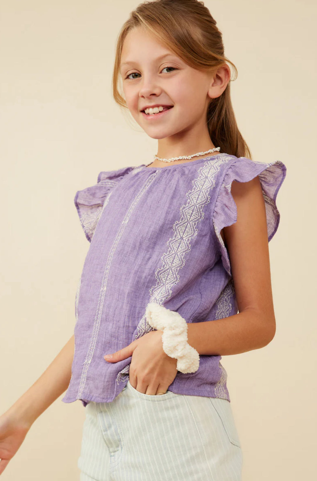 Hayden Girl Lavender Ruffle Top