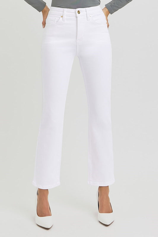 Risen White Straight Leg Jeans