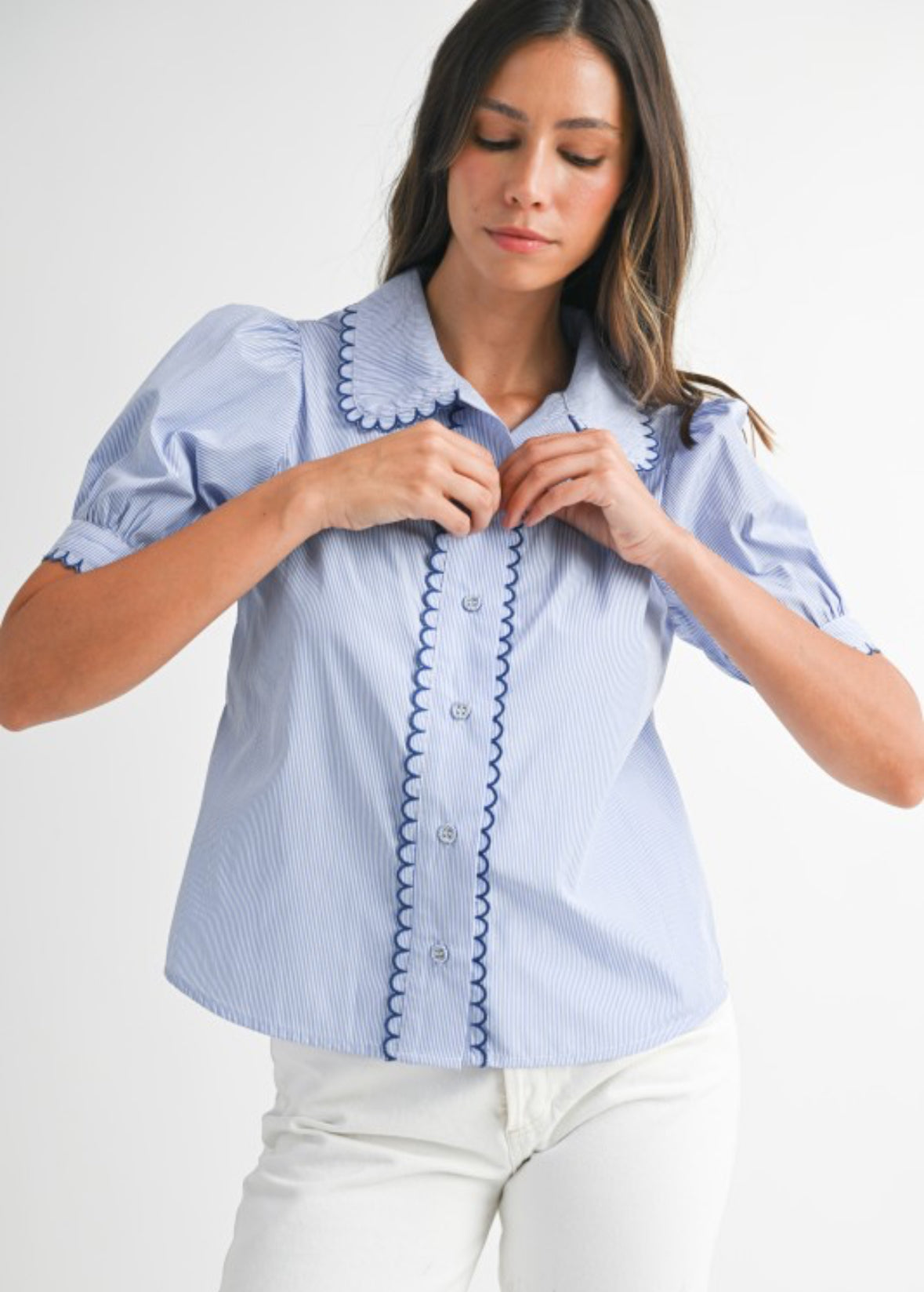 Striped Scalloped Top