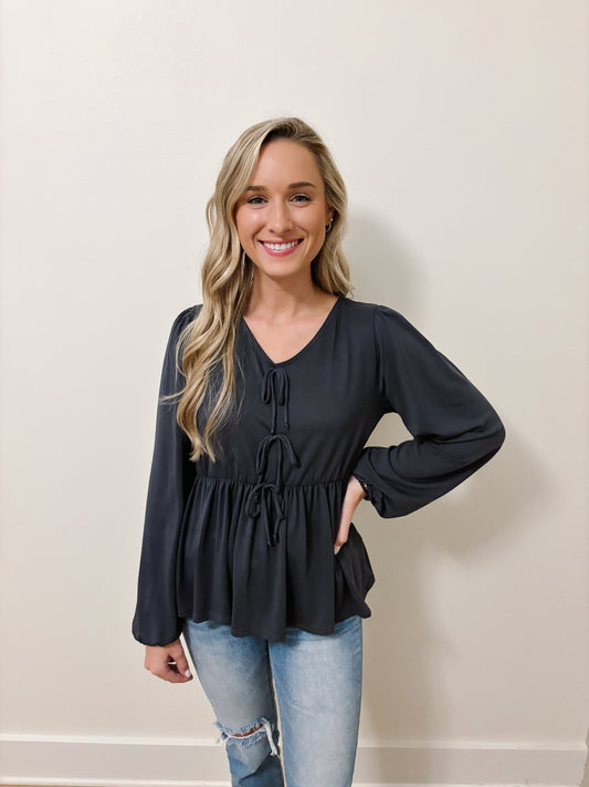 Kadyn Babydoll Front Bow Top