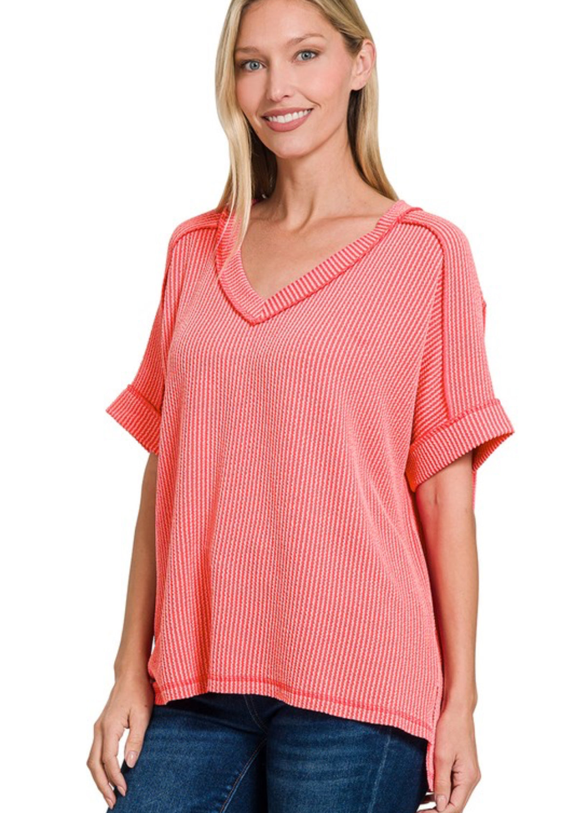 Ribbed V-Neck Tee