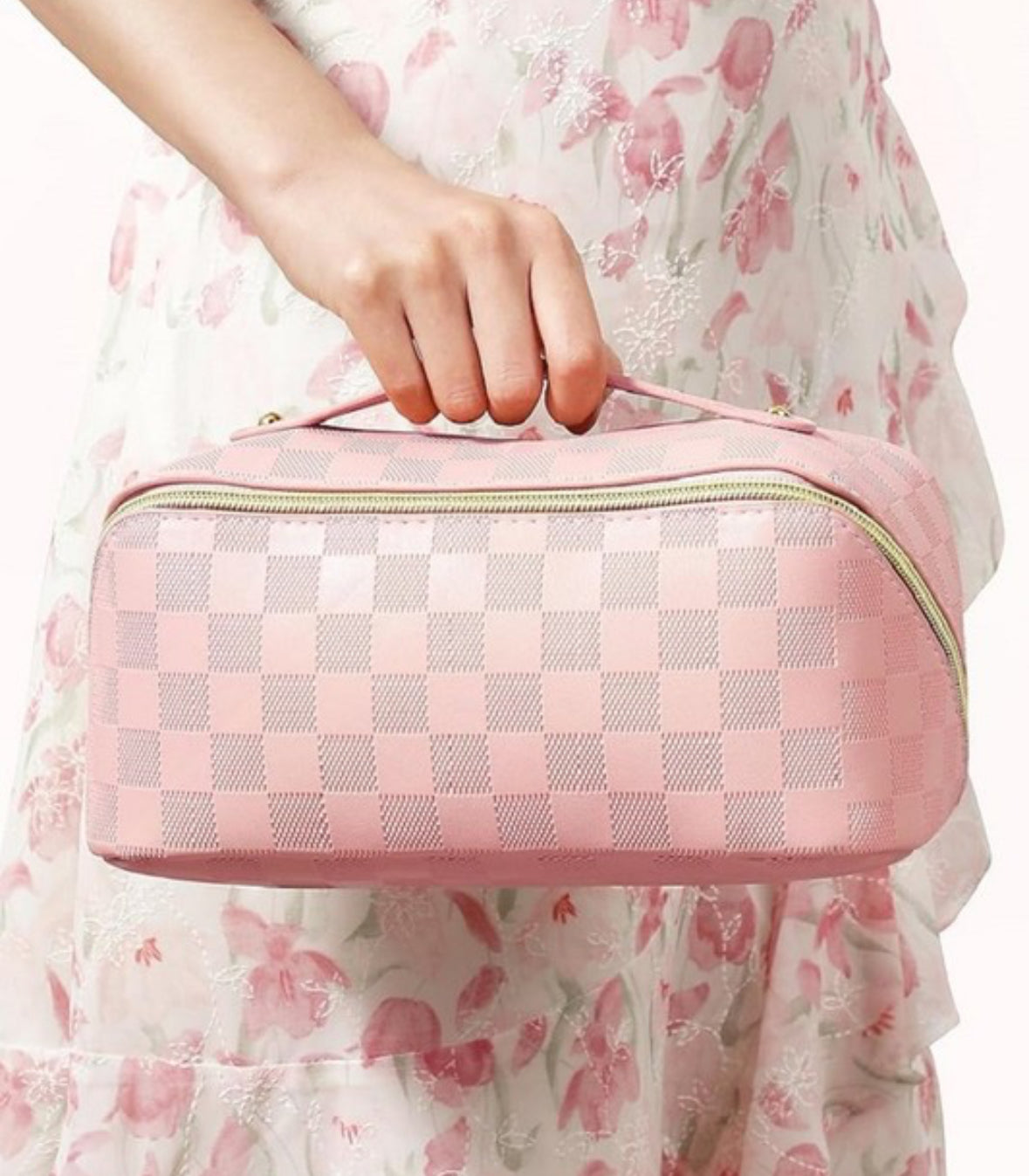 Checkered Makeup Bag