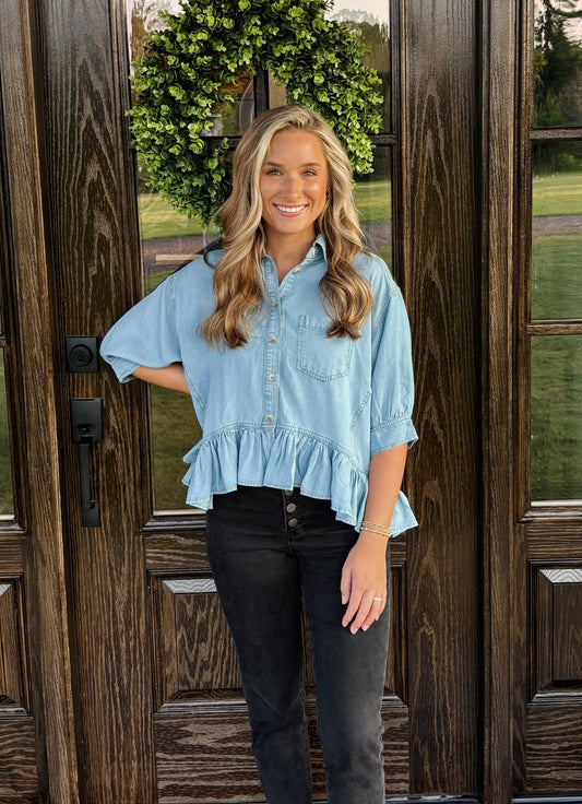 Flirty Denim Top