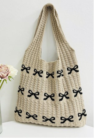 Ribbon Bow Crochet Tote