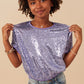 Hayden Girl Sequin Dolman Top Lavender