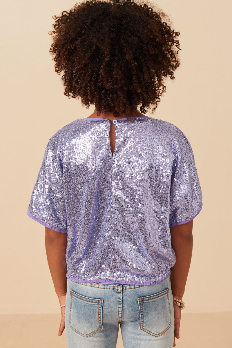 Hayden Girl Sequin Dolman Top Lavender