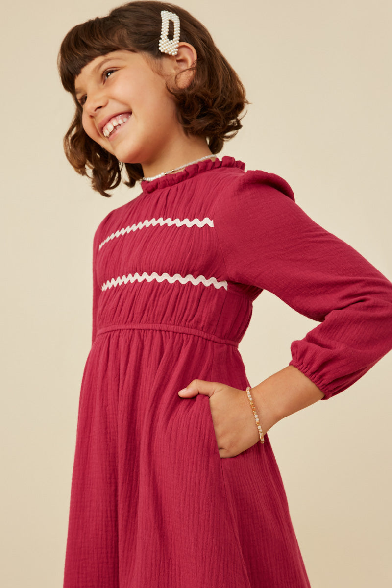 Hayden Girls Wavy Twill Gather Dress